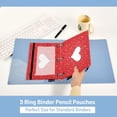 thumbnail image 5 of 2 Pack Pencil Pouch for 3 Ring Binder Smooth Zipper Folders with Pockets Clear Window Pencil Case White Hearts Sprinkled on Red, 5 of 6