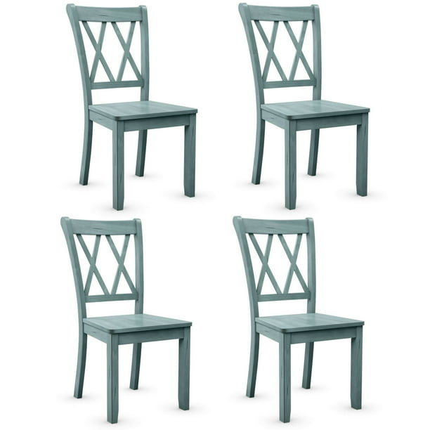 Gymax Set of 4 Wooden Dining Side Chair Armless Chair Home Kitchen Mint