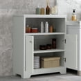 thumbnail image 2 of Clearance! Bathroom Floor Cabinet, Double Door Storage Organizer with Shelves for Home Office Furniture, White, 2 of 9