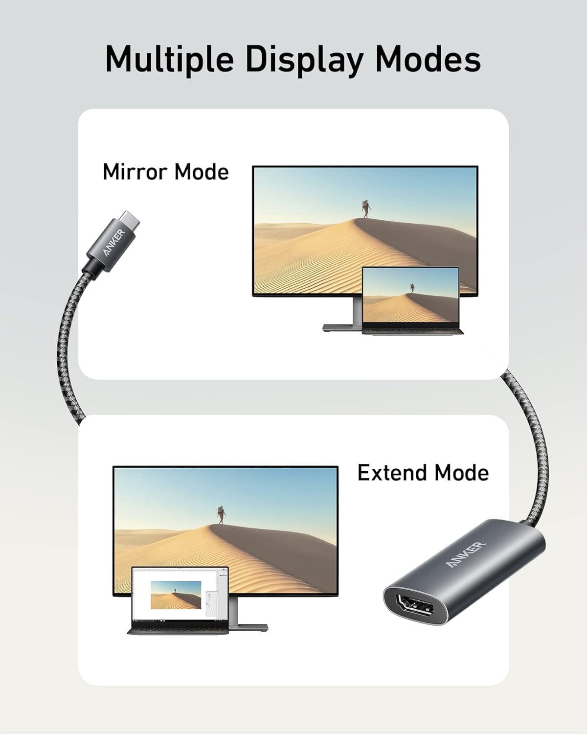 Anker USB C to HDMI Adapter (8K@60Hz or 4K@144Hz), 518 USB-C Adapter (8K HDMI), USB C to HDMI, for MacBook Pro, MacBook Air, iPad Pro, Pixelbook, XPS, and More