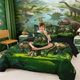 thumbnail image 5 of Erosebridal 3D Tyrannosaurus Rex Bedding Comforter Set for Kids, Green Jungle Leaves Full Bedding Set, 5 of 6
