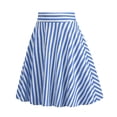 thumbnail image 6 of Women's Vintage High Waisted A-Line Skirt Knee Length Vertical Stripe Pattern Pleated Flare Swing Skirt Elegant Office Work Party Cocktail Event Apparel, 6 of 6