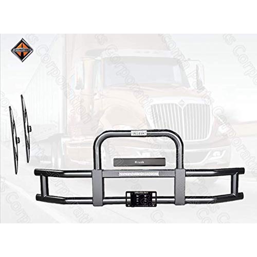 International Prostar Front Grille Deer Moose Brush Guard Black Brackets