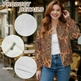 thumbnail image 6 of COEQINE Womens Bomber Jacket Coat Full Zip Stand Collar Casual Jackets with Pockets, Long Sleeve Cropped Fashion Coat Y2k Outerwear Dressy Fall Outfits, Large, Leopard Lightning Print, 6 of 7