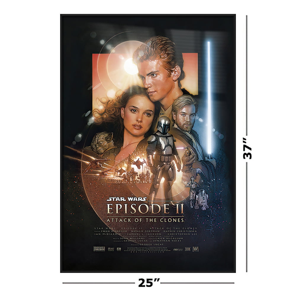 Grazen rijst Gecomprimeerd Star Wars: Episode II - Attack Of The Clones - Framed Movie Poster (Regular  Style) (Size: 25" X 37") (Silver Aluminum Frame) - Walmart.com