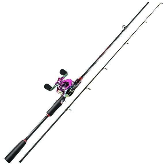 Sougayilang 2 Piece Casting Rod and Baitcaster Reel Reel Combo Big Game Carbon Fishing Pole Set