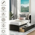 thumbnail image 6 of Twin Size Platform Bed with 2 Stoarge Drawers, No Box Spring Needed, Twin Size Bed Frame with Headboard and Footboard (Espresso), 6 of 11