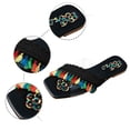 thumbnail image 5 of IUJSOY Boho Tassel Flats Sandal for Women Floral Embroidered Fringe Knot Square Toe Slip on Slides, 5 of 9