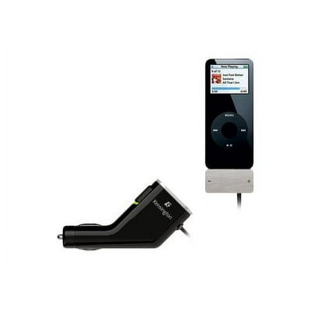 Kensington RDS FM Transmitter/Car Charger for iPod - RDS FM transmitter / charger for car for digital player - black, steel - for Apple iPod (4G, 5G); iPod mini