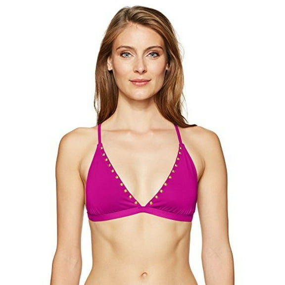 La Blanca Women's Deco Stud Adjustable Bra Bikini Top, Magenta, 14
