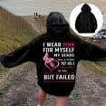 thumbnail image 2 of Cancer Awareness Ladies Long Sleeve Letter Print Hooded Pullover Sweatshirt for Everyday Comfort Support, 2 of 8