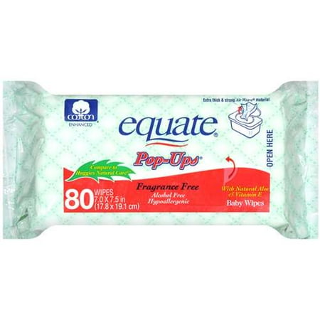 Equate Pop Up Wipes Refill 80ct Unscente