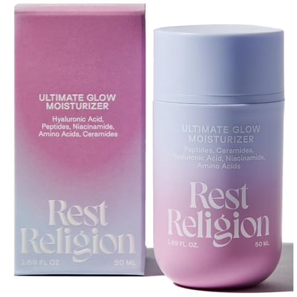 Rest Religion Ultimate Glow Moisturizer with Peptides, Ceramides, Hyaluronic Acid, & Niacinamide, Face Moisturizer for Dry, Stressed & Dull Skin