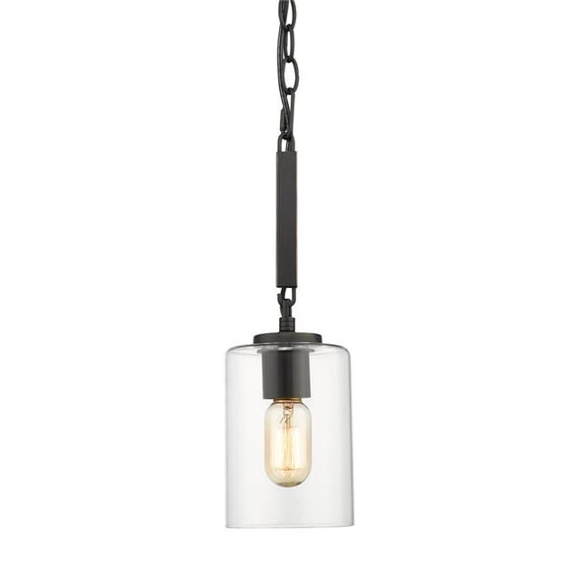 Golden Lighting 7041-M1L BLK-CLR Mini Pendant, Black & Clear
