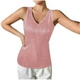 thumbnail image 3 of ClodeEU Women's Sparkly Sequin V Neck Tank Tops ,Sleeveless Glitter Night Out Top Pink,Womens Plus L, 3 of 6