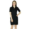 thumbnail image 5 of Bimba Women Short Black Mini Dress With Side Slit Soft Rayon Chic Clothing, 5 of 7