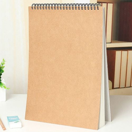 AkoaDa Natural Wood Pulp A5 Sketchbook Wirebound Sketching and Drawing  Flip Hard Cover Drawing Book