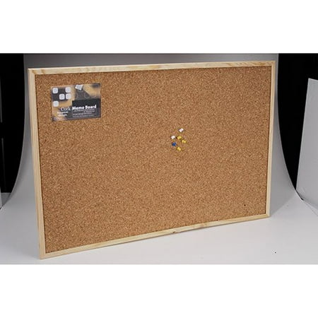 Fabric Covered Memo Board - Cork Memo Board With Push Pins And Wood Frame - 24 X 35 Inches