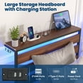 thumbnail image 4 of Lusimo 14" Twin Size LED Bed Frame with Storage Headboard and Charging Station Sturdy Metal Platform Bed with Round Footboard & 12'' Large Under Bed Storage, 4 of 14