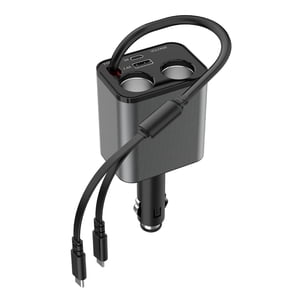 Car Cigarett SAdapter Chargeur de téléphone de voiture Super charge rapide avec câble rétractable Adaptateur de voiture multiport