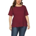 thumbnail image 4 of fatyb Plus Size Tops for Women Casual Summer Crewneck T Shirt Solid Color Loose Womens Tunic Blouses, 4 of 7