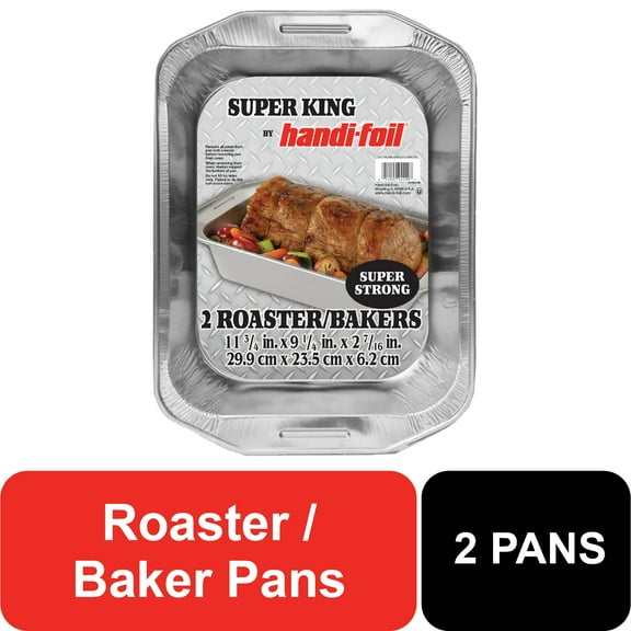 Handi-Foil Heavy Duty Aluminum Roaster & Baker Pan, 11.75 x 9.25 x 2.44 Inch, 2 Count