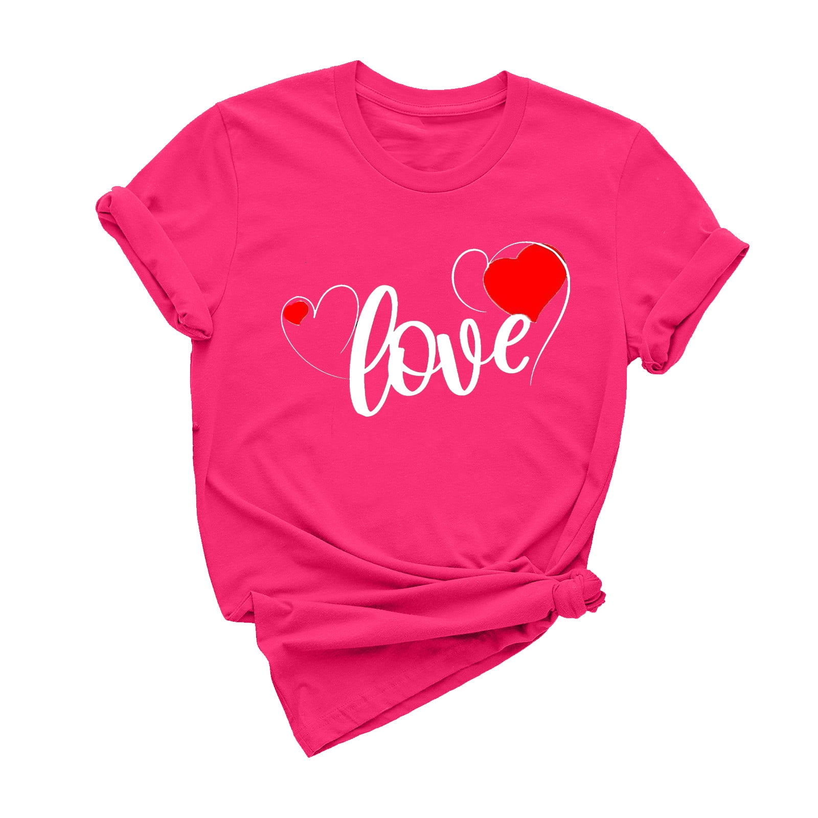Pretty Short-sleeve Love Letter Printed Loose Tee For women