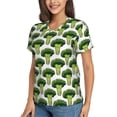thumbnail image 2 of Vsdgher Cute Broccoli Women Shirts V Neck Short Sleeve Tops T-Shirt Basic Tees, S to 3XLSmall, 2 of 5