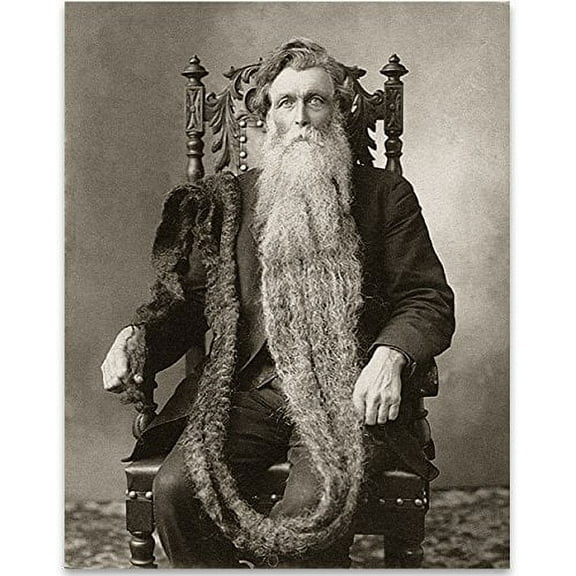 Lone Star Art Old Man With Giant Beard Bizarre Strange Weird Vintage Photo - 11x14 Unframed Print - Perfect Vintage Home Decor