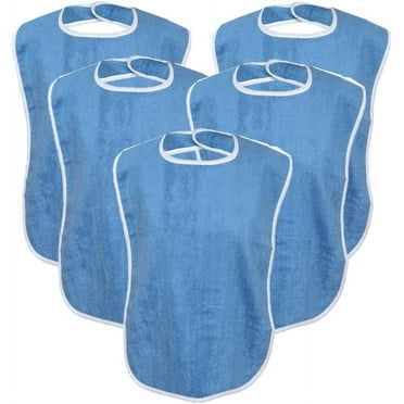 Premium Adult Bibs - bibs for adults Men, Women; Eating Cloth for Elderly Seniors and Disabled, Adjustable, Terry bib Clothing Protectors, Machine Washable, Blue