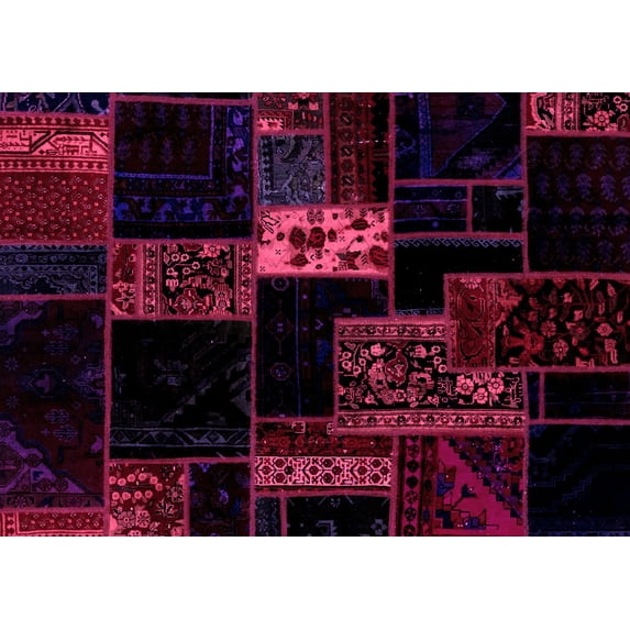 Ahgly Company Indoor Rectangle Patchwork Pink Transitional Area Rugs, 8' x 10'