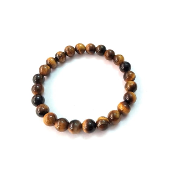 Tiger Eye Bracelet - Natural Gemstone Beads 8mm Round | Adjustable Stretch Healing Crystal Jewelry Layered Sets