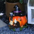 thumbnail image 3 of Estatua de la casa de calabaza de Halloween con sombreros de bruja, estatua de casa de hadas de calabaza naranja, decoración de casa de calabaza de Halloween, bruja de jardín de resina Feliz Sencillez, 3 of 5
