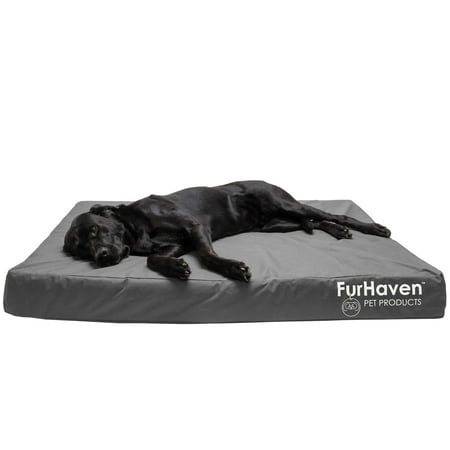 UPC: 0842229120332 | FurHaven Pet Products Furhaven Logo Indoor/Outdoor Deluxe Orthopedic Pet Bed for Dogs & Cats – Stone Gray Jumbo Plus