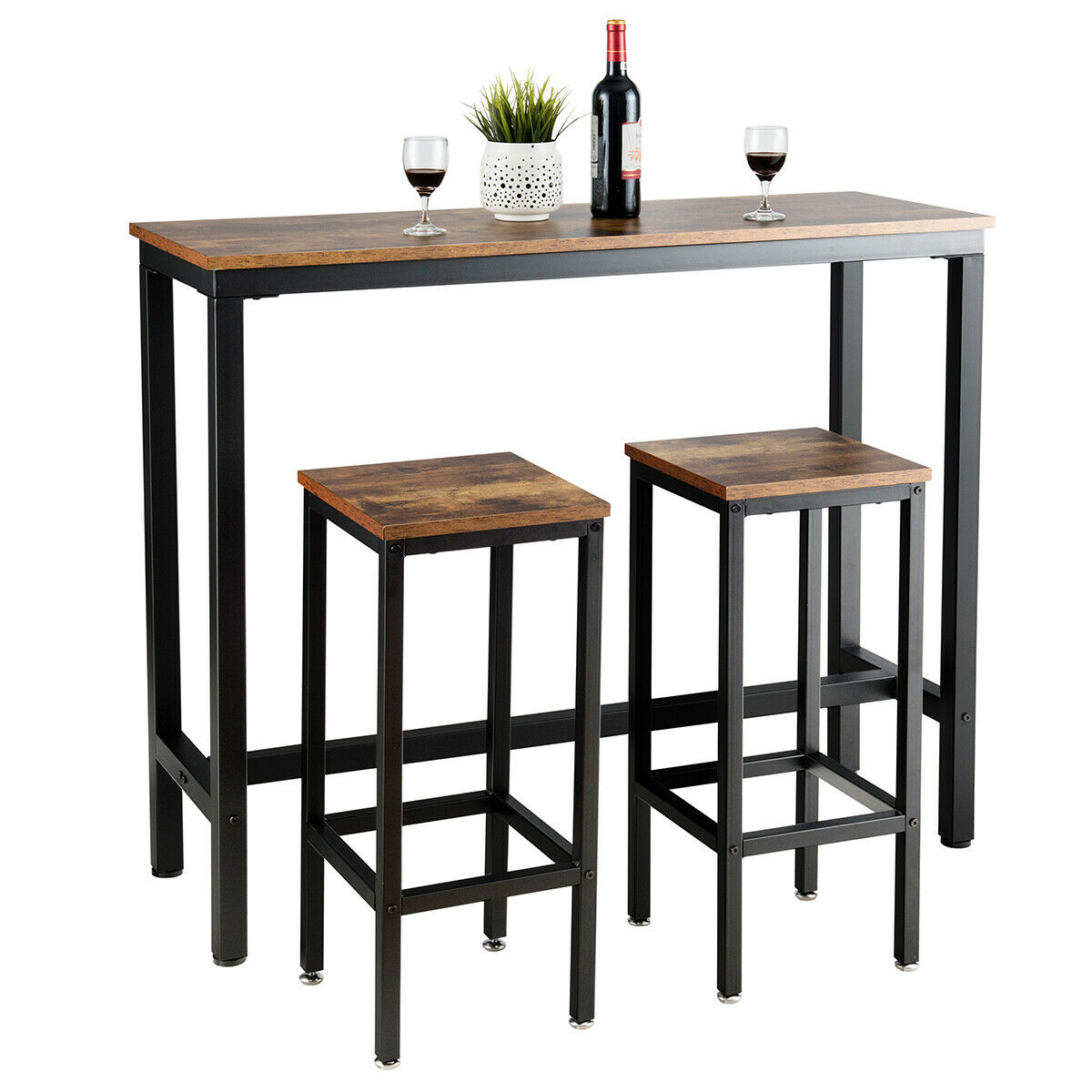 Kitchen Tavern Collection Table Set For Living Room Counter Height Pub Table With 2 Saddle Bar Stools Small Space Brown Milky White Giantex 3 Piece Pub Dining Set Table Chair