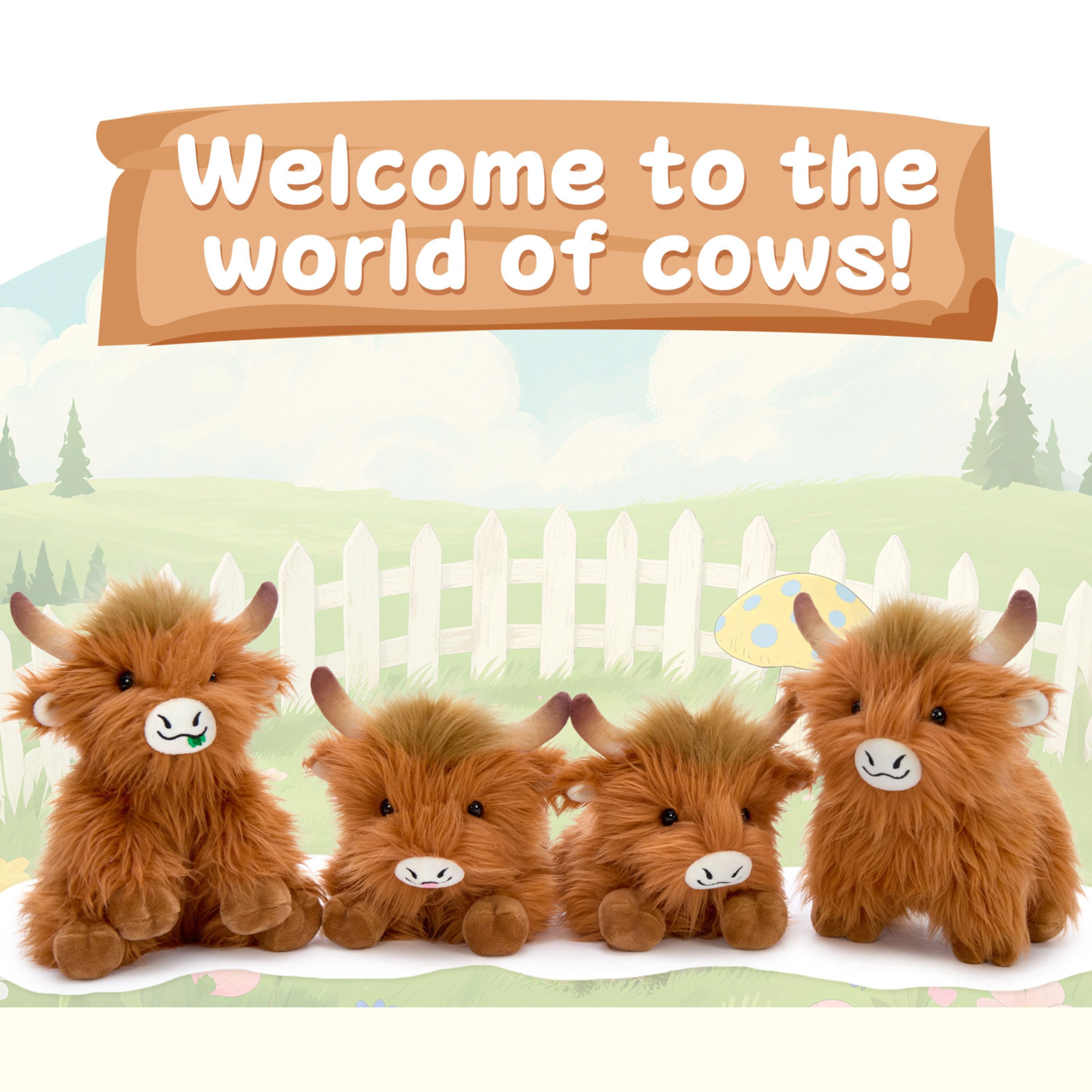 Tezituor 4Pcs Highland Cow Stuffed Animals Stuffed Animals Bulk Plush Toy