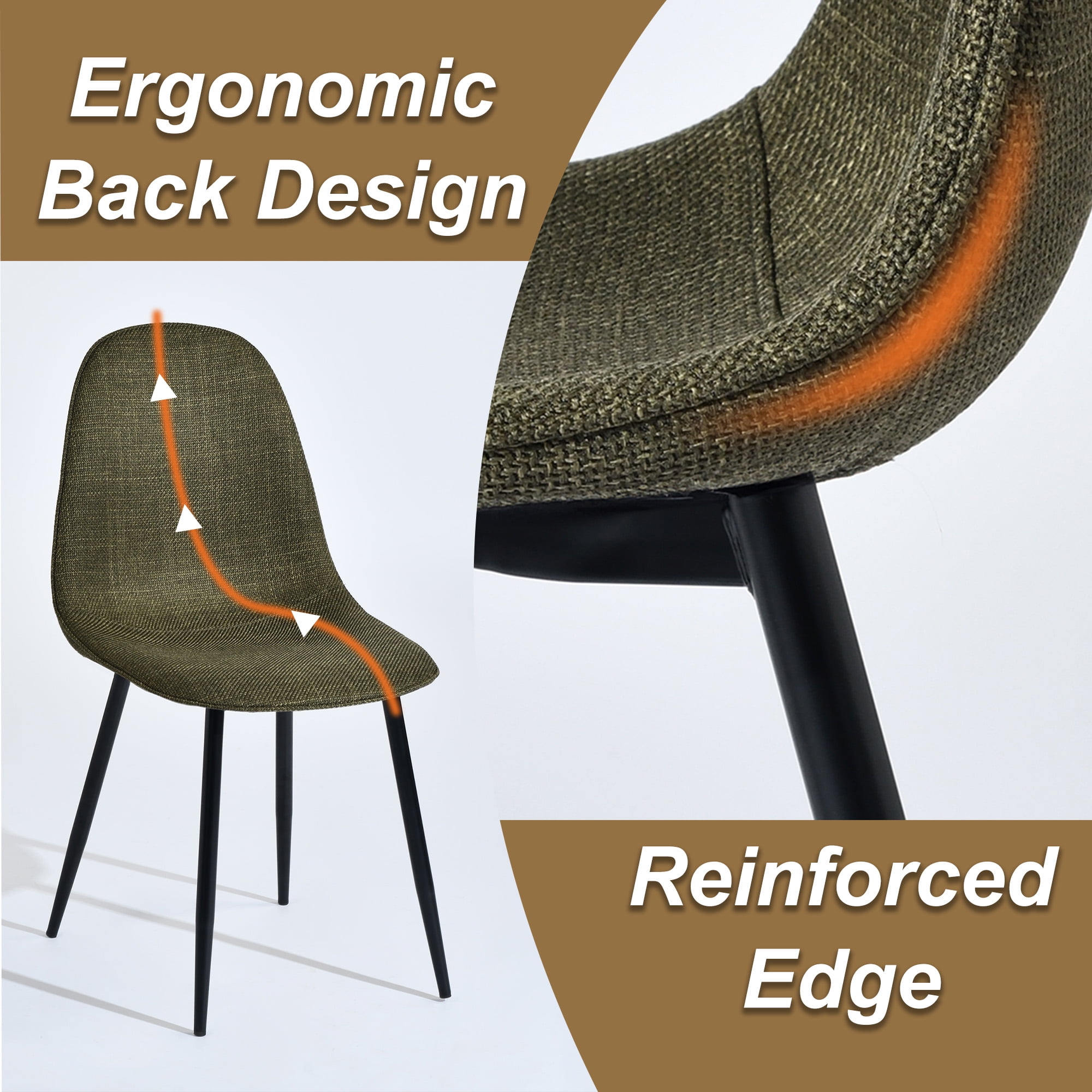 Homy Casa Lot de 4 chaises d'appoint rembourrées sans accoudoirs pour salon, chambre à coucher, réception, tissu vert