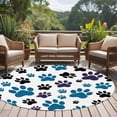 thumbnail image 5 of Blue Paw Print Large Area Rugs for Bedroom Living Room, Soft Non Slip Carpet Bedside Rug, Black Animals Cat Dog Colored Cartoon Round Floor Cover Kitchen Accent Rug 8' for Dining Room/Office, 5 of 9