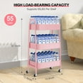 thumbnail image 4 of Baby Diaper Caddy Organizer Cart Metal rolling cart,3 Tier Rolling Storage Cart with Wheels,Baby Essentials for Diapers and Baby Wipes Newborn Essentials Storage Cart (Pink), 4 of 10
