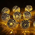 thumbnail image 2 of 1,5 M 10 LED Bola Marroquí Luces De Cadena Solar Iluminación Decorativa Impermeable Al Aire Libre Para El Hogar, Jardín, Fiesta, Festival - Blanco Cálido, 2 of 5
