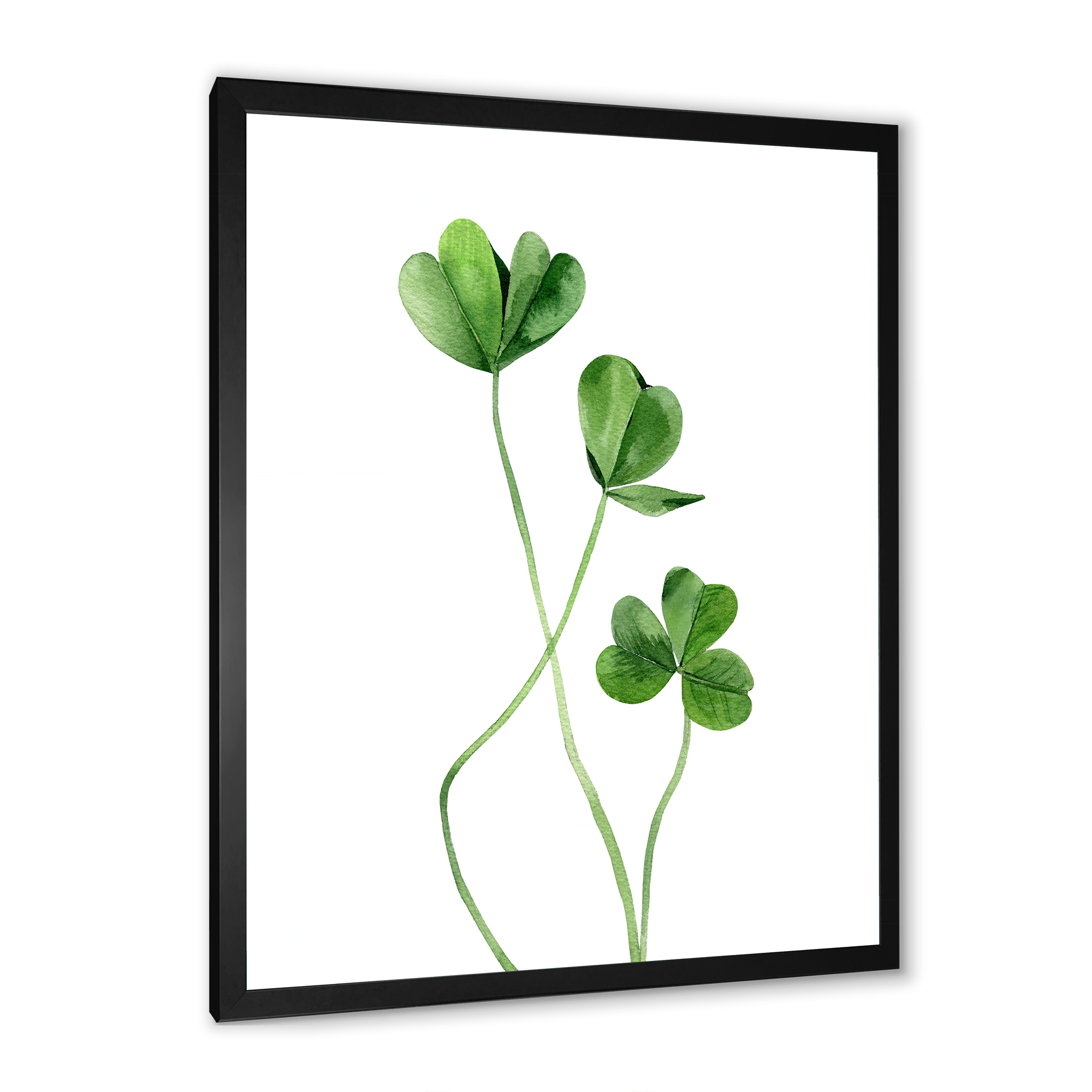 Designart 'Field Green Plant Detail Clover' Farmhouse Framed Art Print
