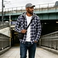 thumbnail image 6 of UDAUDU Men's Flannel Hoodie Shirts Casual Comfortable Button Down Plaid Shirt Jackets for Men Long Sleeve Stylish Hooded with Pocket Light Blue 3XL, 6 of 7