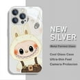 thumbnail image 3 of Bonita funda de teléfono de color metálico con dibujos animados de Labubu para iPhone X XR XS 16 15 14 13 12 Mini 11 Pro Max 7 8 SE 20 Plus, carcasa rígida de vidrio, 3 of 5