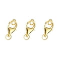 thumbnail image 1 of 9mm Lobster Clasp with Closed Jump Rings, 3 Set Lobster Claw Clasp, Gold Tone, 1 of 6