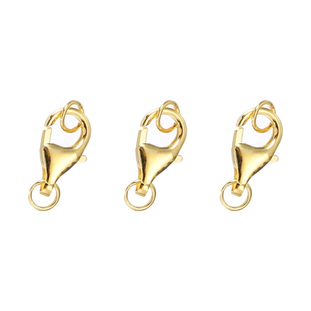 9mm Lobster Clasp with Closed Jump Rings, 3 Set Lobster Claw Clasp, Gold Tone