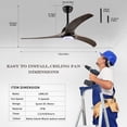 thumbnail image 6 of 52-Inch Ceiling Fan with Light, Remote Control, Quiet Reversible Motor, 6 Speeds, 3 Color Temperatures, Indoor Outdoor Use, Bedroom, Patio, Living Room (Matte Black), 6 of 11