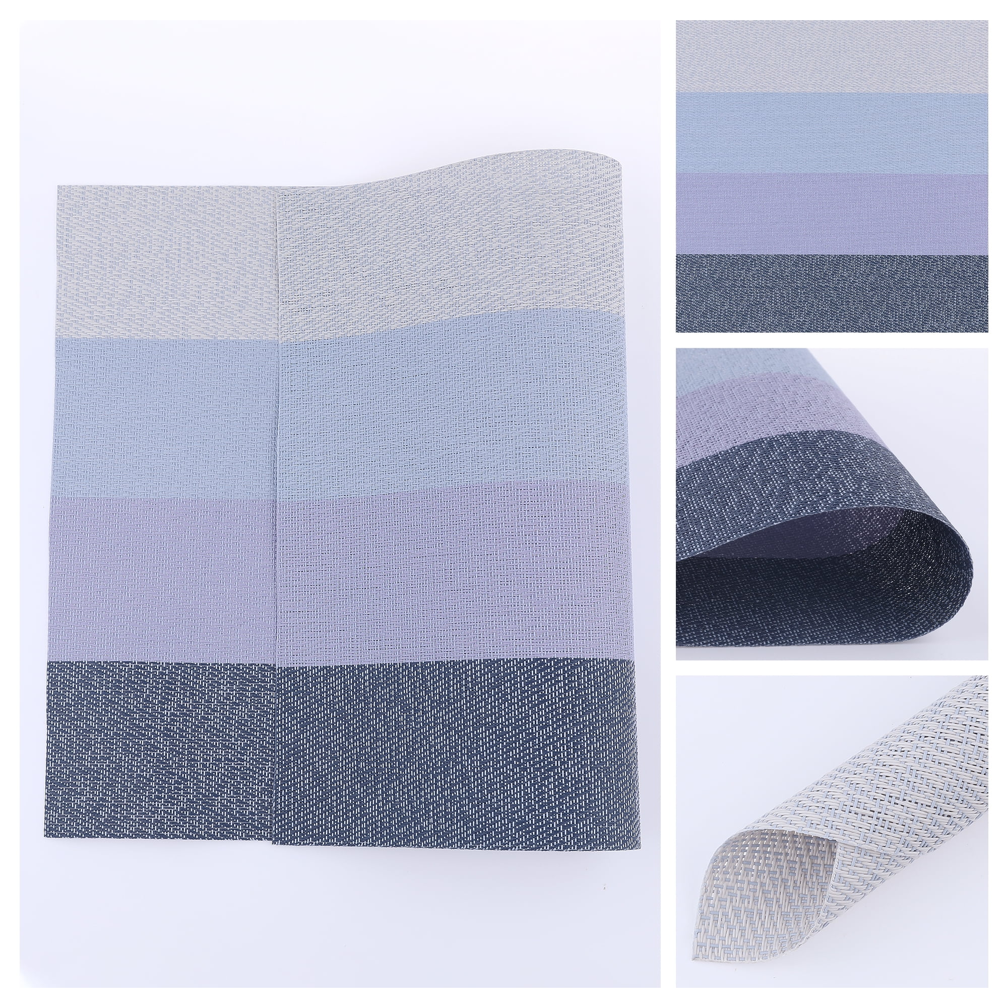 Unique Bargains 6 Pack Rectangle Placemat for Dining Table Decor Wipeable Table Mat Blue