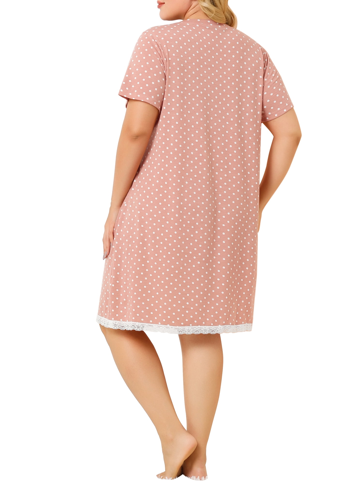 Unique Bargains Juniors' Plus Size Nightgown Polka Dots Comfy Sleep Shirts