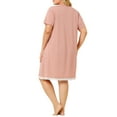thumbnail image 3 of MODA NOVA Juniors Plus Size Nightgown Polka Dots V Neck Comfy Midi Sleepshirt, 3 of 6