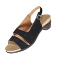 thumbnail image 2 of Viluyesy Womens Heeled Sandals, Low Heels Peep Toe Ankle Strap Summer Slingback Dressy Shoes Black US7, 2 of 9
